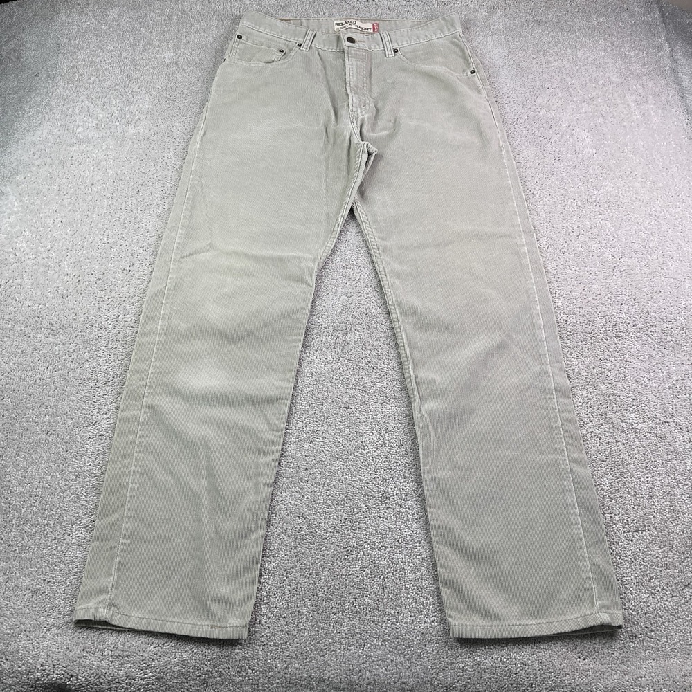 Vintage Levis Pants Mens 34x34 Grey Corduroy 559 Relaxed Straight Cords‎ Skater